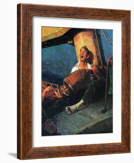 Home Sweet Home (or Man on ship with Accordion)-Norman Rockwell-Framed Giclee Print