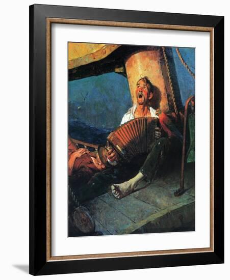 Home Sweet Home (or Man on ship with Accordion)-Norman Rockwell-Framed Giclee Print