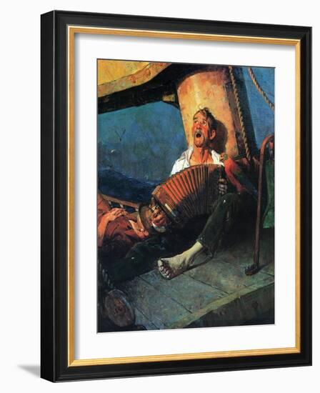 Home Sweet Home (or Man on ship with Accordion)-Norman Rockwell-Framed Giclee Print