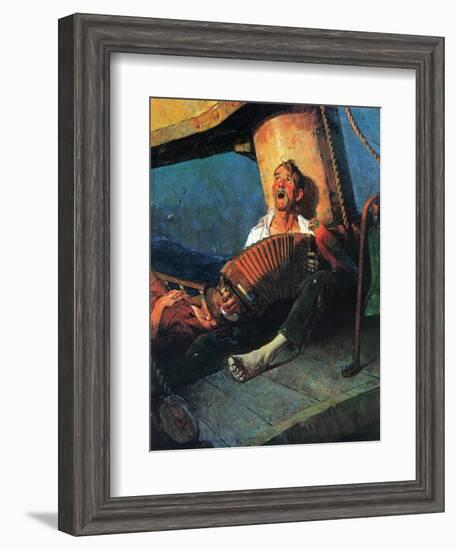 Home Sweet Home (or Man on ship with Accordion)-Norman Rockwell-Framed Giclee Print