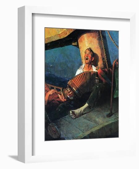 Home Sweet Home (or Man on ship with Accordion)-Norman Rockwell-Framed Giclee Print