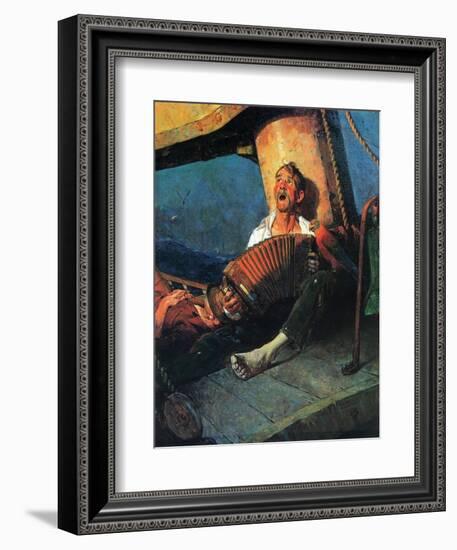 Home Sweet Home (or Man on ship with Accordion)-Norman Rockwell-Framed Giclee Print