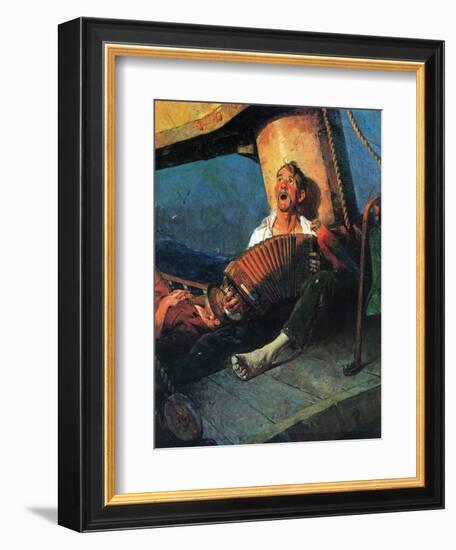 Home Sweet Home (or Man on ship with Accordion)-Norman Rockwell-Framed Giclee Print