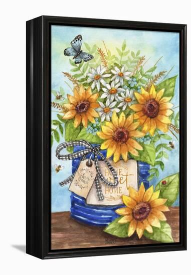 Home Sweet Home Sunflowers and Daisies-Melinda Hipsher-Framed Premier Image Canvas