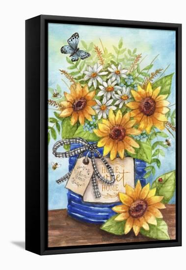 Home Sweet Home Sunflowers and Daisies-Melinda Hipsher-Framed Premier Image Canvas