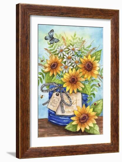 Home Sweet Home Sunflowers and Daisies-Melinda Hipsher-Framed Giclee Print