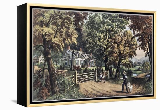 Home Sweet Home-Currier & Ives-Framed Premier Image Canvas