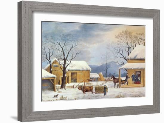 Home To Thanksgiving, 1867-Currier & Ives-Framed Giclee Print