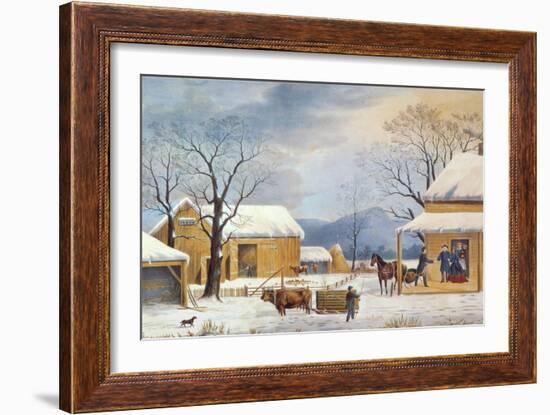Home To Thanksgiving, 1867-Currier & Ives-Framed Giclee Print