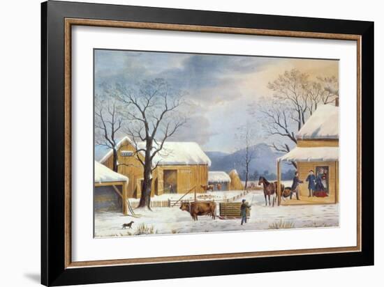 Home To Thanksgiving, 1867-Currier & Ives-Framed Giclee Print