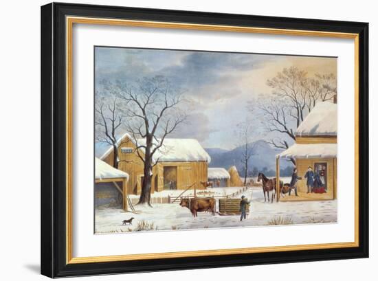 Home To Thanksgiving, 1867-Currier & Ives-Framed Giclee Print