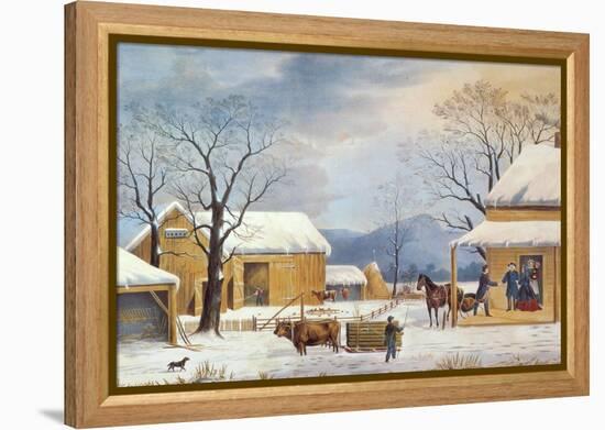 Home To Thanksgiving, 1867-Currier & Ives-Framed Premier Image Canvas