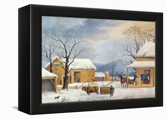 Home To Thanksgiving, 1867-Currier & Ives-Framed Premier Image Canvas