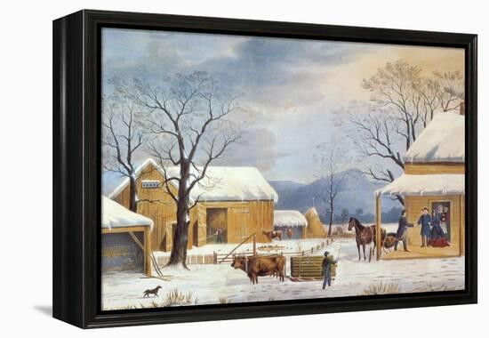 Home To Thanksgiving, 1867-Currier & Ives-Framed Premier Image Canvas