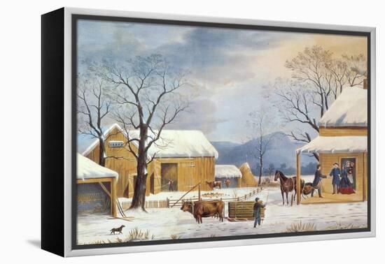 Home To Thanksgiving, 1867-Currier & Ives-Framed Premier Image Canvas