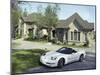 Home with a Sports Car Parked in Front-null-Mounted Photographic Print