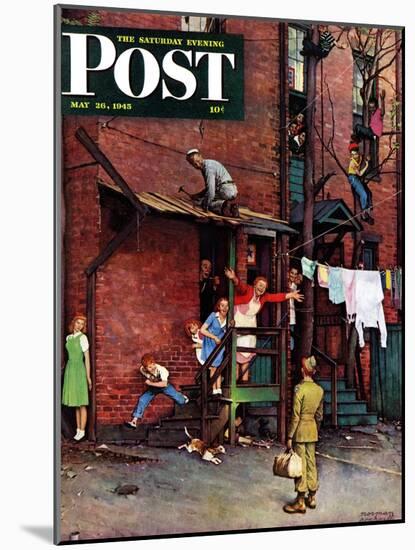 "Homecoming G.I." Saturday Evening Post Cover, May 26,1945-Norman Rockwell-Mounted Giclee Print