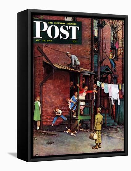 "Homecoming G.I." Saturday Evening Post Cover, May 26,1945-Norman Rockwell-Framed Premier Image Canvas