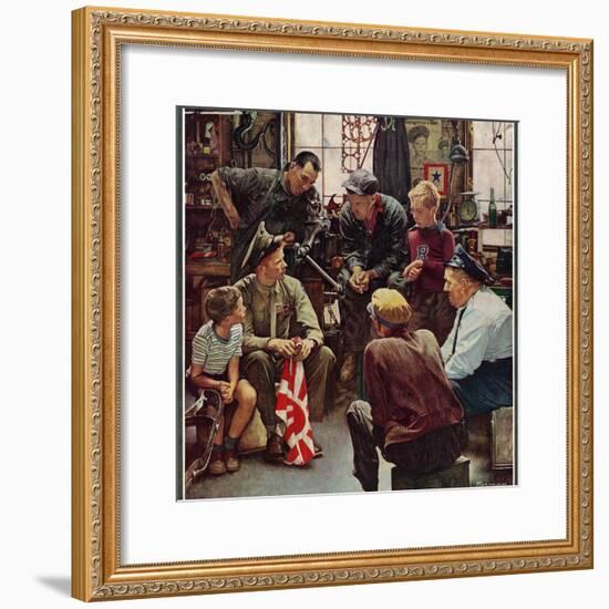 "Homecoming Marine", October 13,1945-Norman Rockwell-Framed Premium Giclee Print