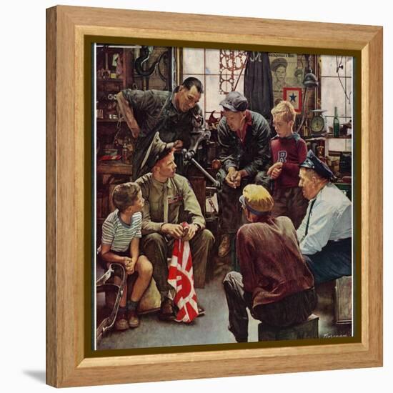 "Homecoming Marine", October 13,1945-Norman Rockwell-Framed Premier Image Canvas