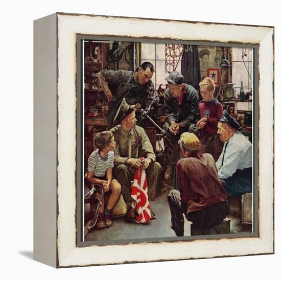 "Homecoming Marine", October 13,1945-Norman Rockwell-Framed Premier Image Canvas