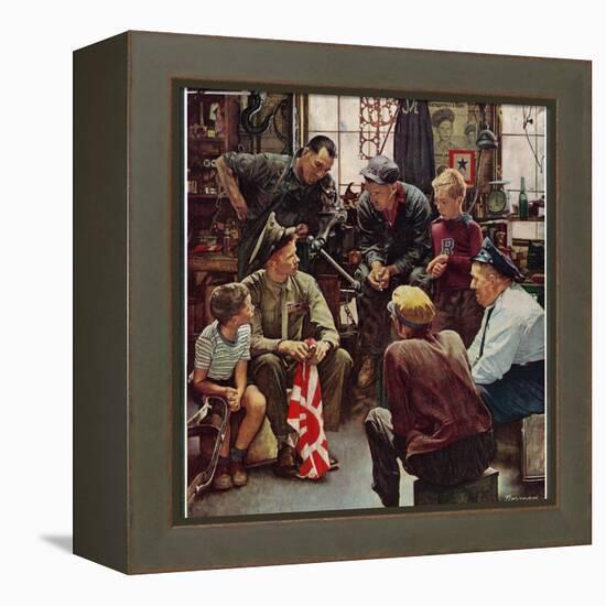 "Homecoming Marine", October 13,1945-Norman Rockwell-Framed Premier Image Canvas