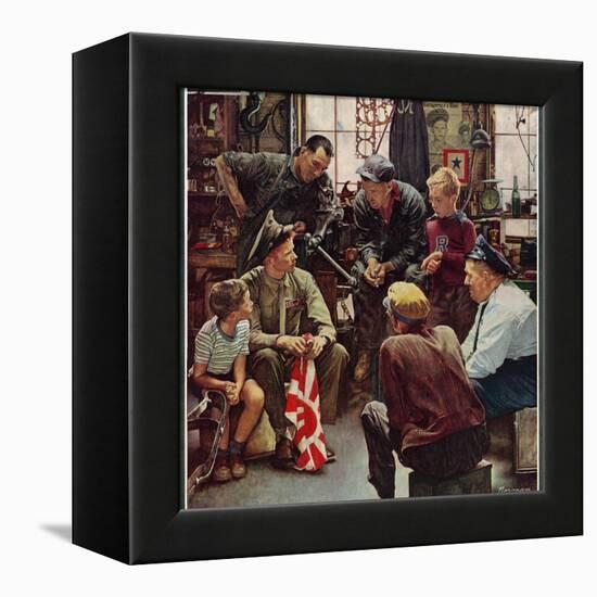 "Homecoming Marine", October 13,1945-Norman Rockwell-Framed Premier Image Canvas