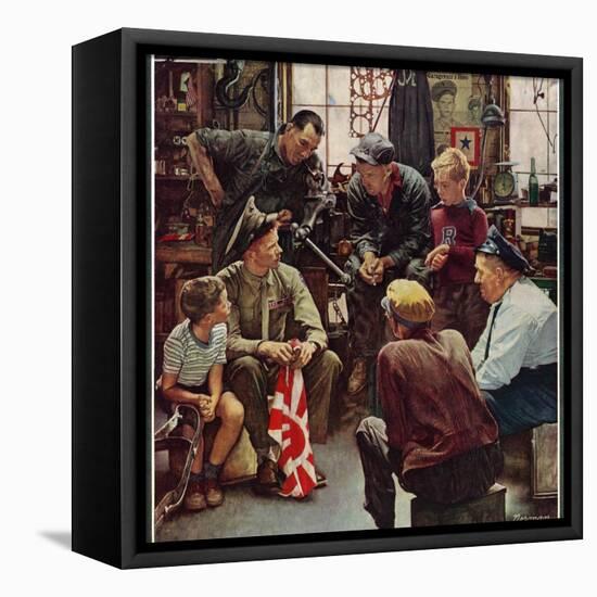 "Homecoming Marine", October 13,1945-Norman Rockwell-Framed Premier Image Canvas