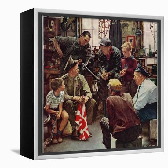 "Homecoming Marine", October 13,1945-Norman Rockwell-Framed Premier Image Canvas