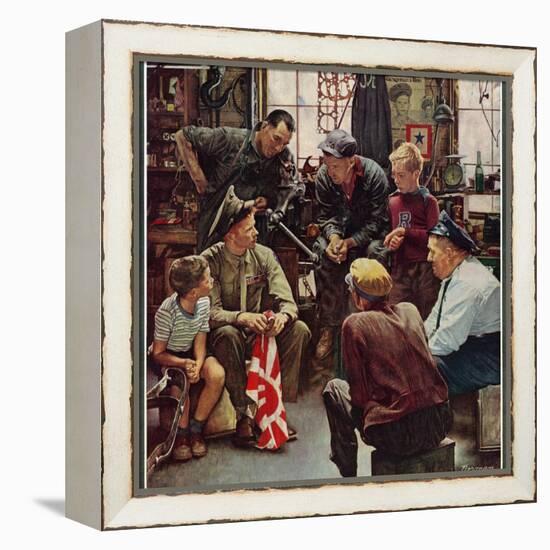 "Homecoming Marine", October 13,1945-Norman Rockwell-Framed Premier Image Canvas