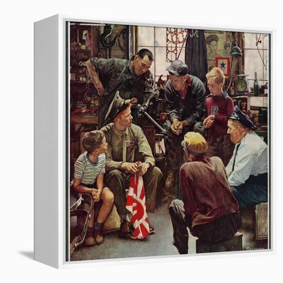 "Homecoming Marine", October 13,1945-Norman Rockwell-Framed Premier Image Canvas