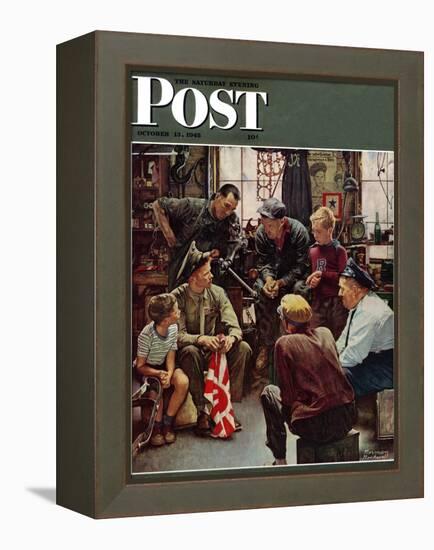 "Homecoming Marine" Saturday Evening Post Cover, October 13,1945-Norman Rockwell-Framed Premier Image Canvas