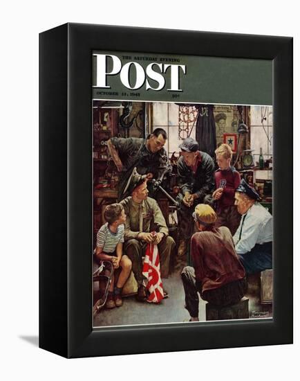 "Homecoming Marine" Saturday Evening Post Cover, October 13,1945-Norman Rockwell-Framed Premier Image Canvas