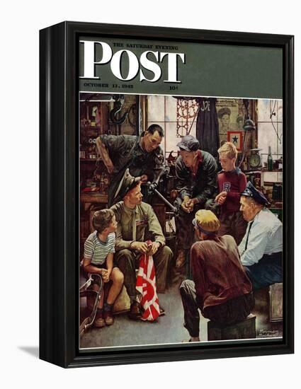 "Homecoming Marine" Saturday Evening Post Cover, October 13,1945-Norman Rockwell-Framed Premier Image Canvas