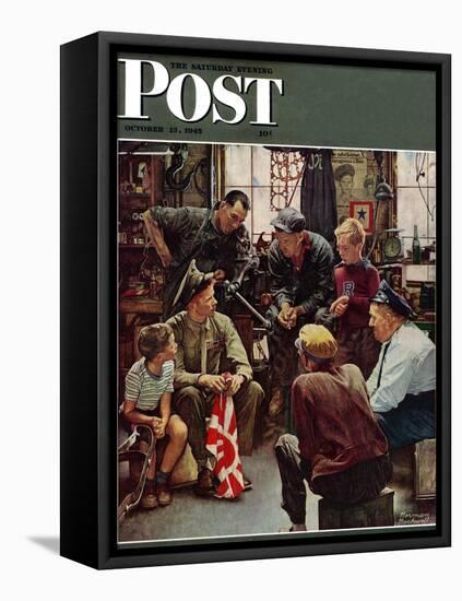 "Homecoming Marine" Saturday Evening Post Cover, October 13,1945-Norman Rockwell-Framed Premier Image Canvas
