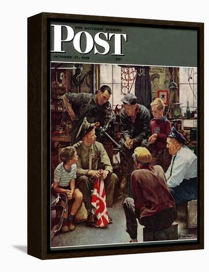 "Homecoming Marine" Saturday Evening Post Cover, October 13,1945-Norman Rockwell-Framed Premier Image Canvas