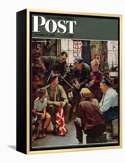 "Homecoming Marine" Saturday Evening Post Cover, October 13,1945-Norman Rockwell-Framed Premier Image Canvas