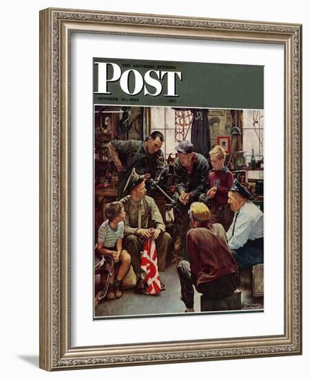 "Homecoming Marine" Saturday Evening Post Cover, October 13,1945-Norman Rockwell-Framed Giclee Print