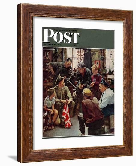 "Homecoming Marine" Saturday Evening Post Cover, October 13,1945-Norman Rockwell-Framed Giclee Print