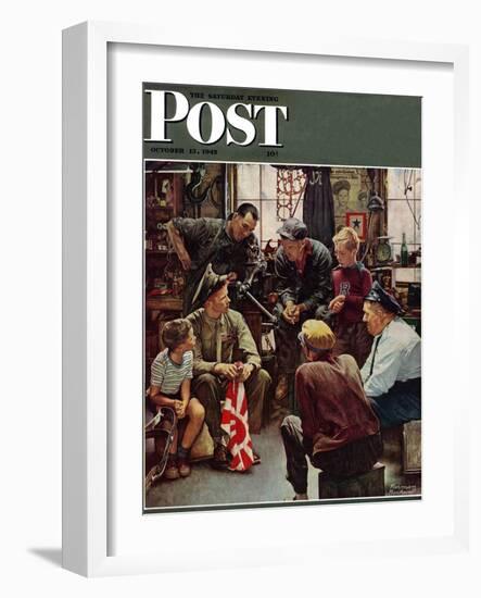 "Homecoming Marine" Saturday Evening Post Cover, October 13,1945-Norman Rockwell-Framed Giclee Print