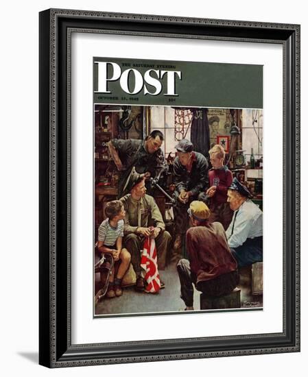 "Homecoming Marine" Saturday Evening Post Cover, October 13,1945-Norman Rockwell-Framed Giclee Print