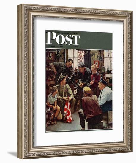 "Homecoming Marine" Saturday Evening Post Cover, October 13,1945-Norman Rockwell-Framed Giclee Print