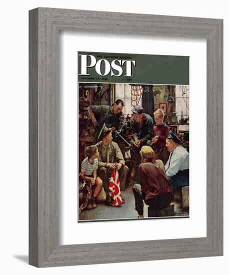 "Homecoming Marine" Saturday Evening Post Cover, October 13,1945-Norman Rockwell-Framed Giclee Print