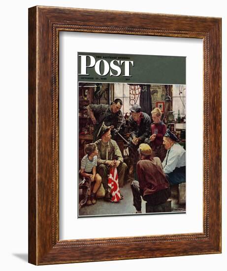 "Homecoming Marine" Saturday Evening Post Cover, October 13,1945-Norman Rockwell-Framed Giclee Print