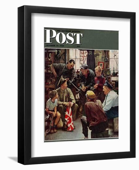 "Homecoming Marine" Saturday Evening Post Cover, October 13,1945-Norman Rockwell-Framed Giclee Print