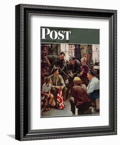 "Homecoming Marine" Saturday Evening Post Cover, October 13,1945-Norman Rockwell-Framed Giclee Print