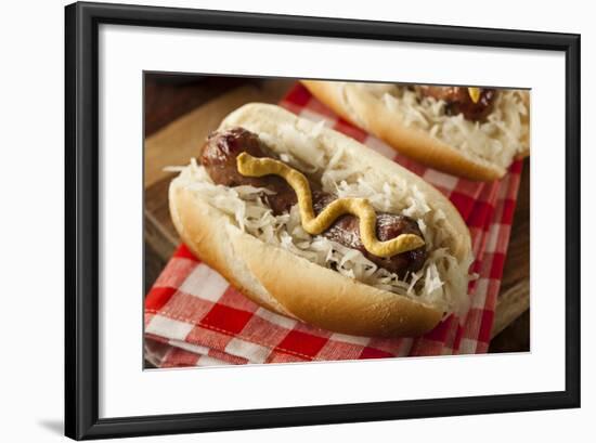 Homemade Bratwurst with Sauerkraut-bhofack22-Framed Premium Photographic Print