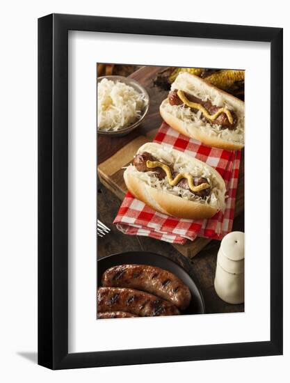 Homemade Bratwurst with Sauerkraut-bhofack22-Framed Photographic Print