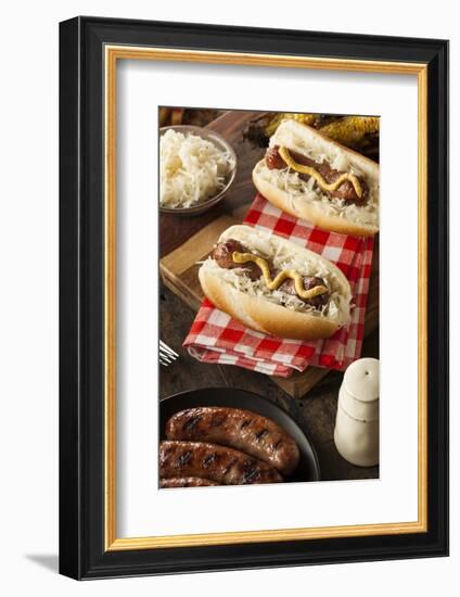 Homemade Bratwurst with Sauerkraut-bhofack22-Framed Photographic Print