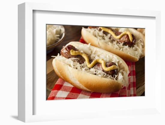 Homemade Bratwurst with Sauerkraut-bhofack22-Framed Photographic Print